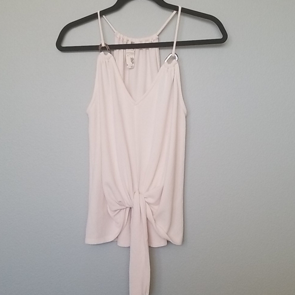 Blu Pepper Clean Girl Cozy Soft Cream Tie Front Tank Small - Picture 1 of 5